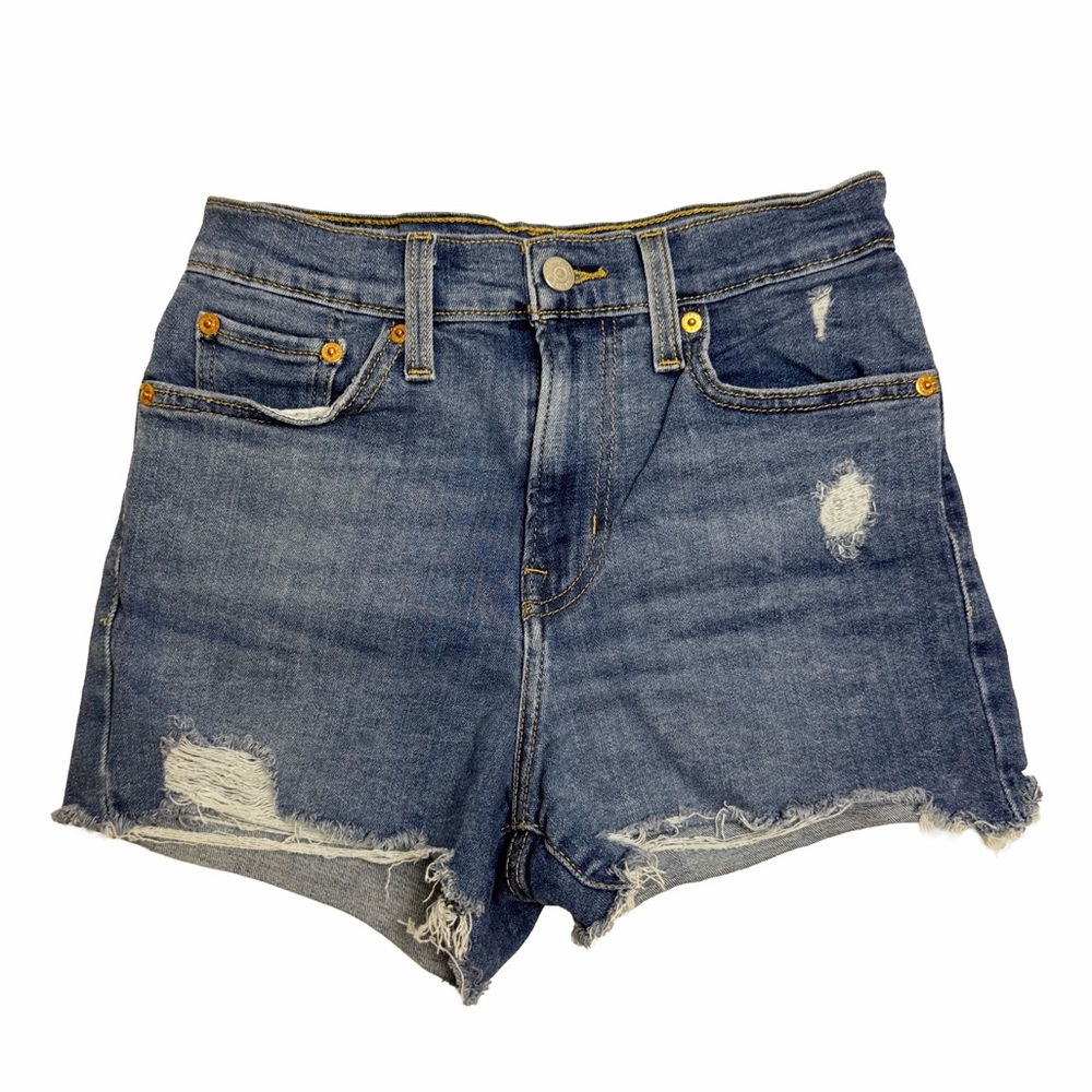 Levi’s High Rise Distressed Denim Shorts Size 26 Raw Hem